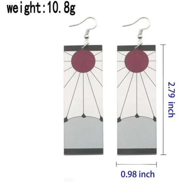Demon Slayer Tanjiro Hanafuda Earrings - Kimetsu No Yaiba Anime Cosplay Jewelry - Picture 2 of 7